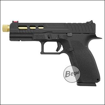 KJW KP-13 "PRO" GBB, Gas Version, mit Begadi Stainless Efficiency Ventil, CNC Alu Pistonhead, Koffer & Maintenance Kit -tactical / gold- (frei ab 18 J.)