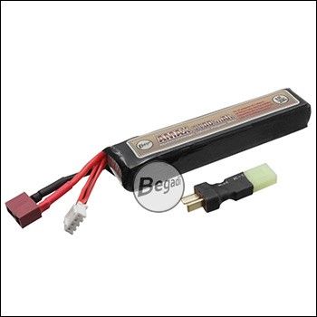 Begadi "AMAX" LiPo Akku 11,1V 1100mAh 20C "Compact" Single Stick mit Dean & Adapter auf Mini TAM -beige-