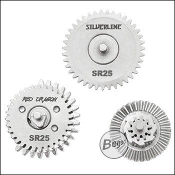 Begadi Silverline MOD25 / SR25 / BR10 CNC Gearset (Low Noise) - galvanisch vernickelt - 18:1 mit 19Z Sector Gear