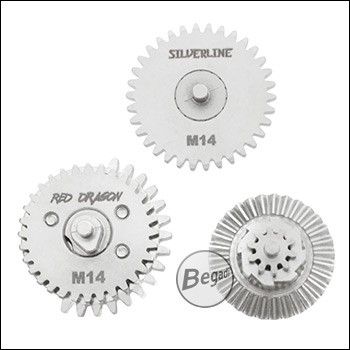 Begadi Silverline M14 CNC Gearset (Low Noise) - galvanisch vernickelt - 18:1 mit 16Z Sector Gear [Cyma / Begadi Sport]