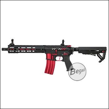 E&C SKELETOR 9,5" -GEN.4- S-AEG mit Begadi CORE EFCS / Mosfet & PRO HopUp -schwarz / rot - (frei ab 18 J.)