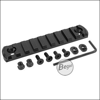 Begadi Alu Picatinny Rail für M-LOK & Keymod, abgerundete Version - 102mm, 9 Slot -