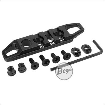 Begadi Alu Picatinny Rail für M-LOK & Keymod, mit Sling Mount - 80mm, 3 Slot -