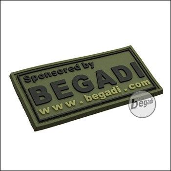 BE-X 3D Abzeichen "Sponsored by Begadi", Classic Design, aus Hartgummi, mit Klett - olive