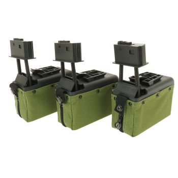 3x Mini Magazin für A&K M249 Serie, 1500 Schuss -olive- (für Bastler!)