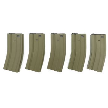 5x Begadi M4 / M16 / MK16 Stahlblech Midcap Magazin (140 BBs) - TAN -