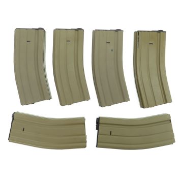 6x Begadi M4 / M16 / MK16 Stahlblech Midcap Magazin (140 BBs) - TAN -