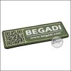 3D badge "Begadi Shop", QR code design, made of hard rubber, with velcro - olive